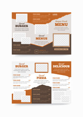 Fast food menu design template for restaurant trifold menu brochure