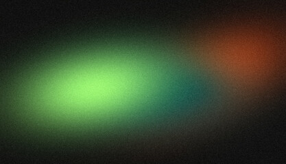 Orange blue green glowing color noisy gradient backgrounds. Abstract soft dark colors glowing grainy gradient, vibrant color spot, wave shaped, noise texture backdrop design
