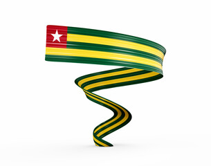 3d Flag Of Togo 3d Shiny Waving Twisted Ribbon Flag On White Background 3d Illustration