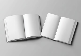 Open Book Mockup on Light Grey Background Blank Magazine Brochure Design Template