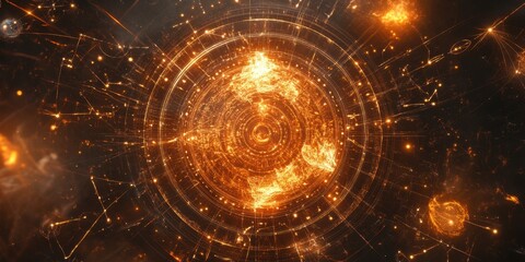 Astrology chart for fortune telling and numerology to predict the future, background with copy space