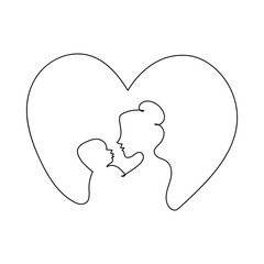 Happy Mother's Day card with continuous one line drawing. Professional modern illustration for Mother's Day.