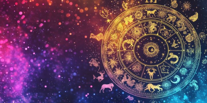 Astrology chart for fortune telling and numerology to predict the future, background with copy space