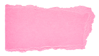 Isolated cut out torn piece of blank soft pink paper note cardboard with texture and copy space for text, transparent png background design element
