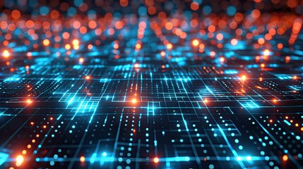 Obraz premium Cybersecurity grid with glowing protective barriers