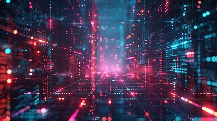 Fototapeta premium Cybersecurity grid with glowing protective barriers