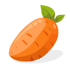 Simple flat 2D illustration of a sweet potato greens isolated on a white background, vector 2D design, icon, flat 2d illustration art, flat icon