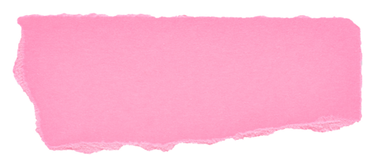 Isolated cut out torn piece of blank soft pink paper note cardboard with texture and copy space for text, transparent png background design element
