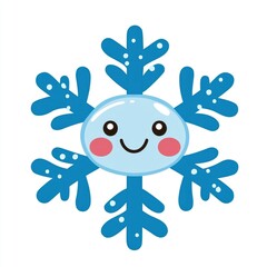 Cute Cartoon Snowflake Character Design Happy Winter Icon