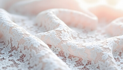 Delicate lace fabric texture with realistic patterns and soft lighting
