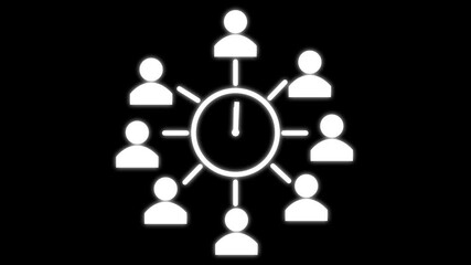 Abstract technology time management concept, symbol isolated on black and white  background. business team and communication.
