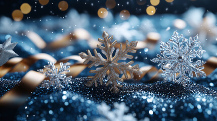Sparkling Golden Snowflakes Christmas Background