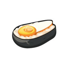 Simple flat 2D illustration of Tamago sweet egg omelet sushi isolated on a white background, vector 2D 