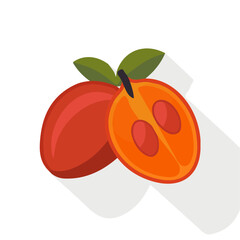 Simple flat 2D icon tamarillo isolated on a transparent background, vector, flat design, animation design, vector, flat, animation design, simple flat 2D icon, minimalist design. logo design, fruit