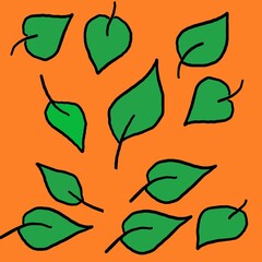 seamless pattern with leaves in orange background
