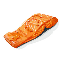 Simple flat 2D icon teriyaki salmon fillet isolated on a transparent background, vector, animation design, vector, flat design, animation design, simple flat 2D icon, minimalist design