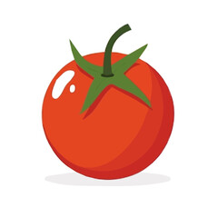 Simple flat 2D icon tomato isolated on a transparent background, vector, flat design, animation design, vector, flat design, animation design, simple flat 2D icon, minimalist