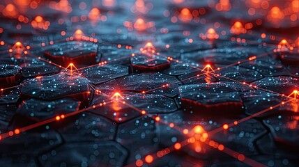 Obraz premium Digital network of interconnected glowing nodes