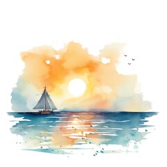 Naklejka premium Sea watercraft sunlight seascape.