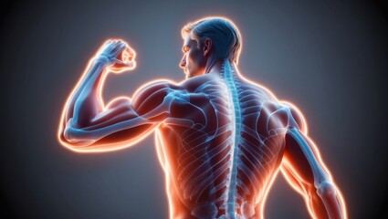 Muscle anatomy study digital artwork health fitness environment dynamic viewpoint human physiology concept