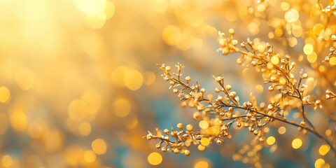 Christmas festive background with bokeh and lights. image. Created with Generative AI technology