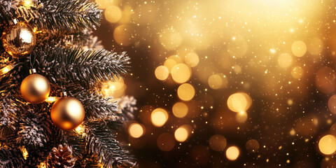 Christmas festive background with bokeh and lights. image. Created with Generative AI technology