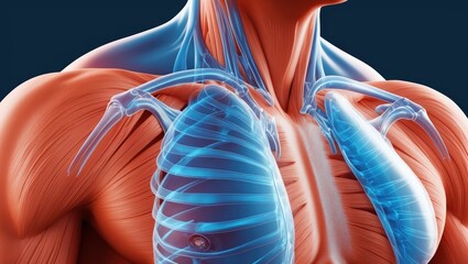 Anatomical study of human lungs and chest muscles medical visualization educational content digital environment scientific perspective