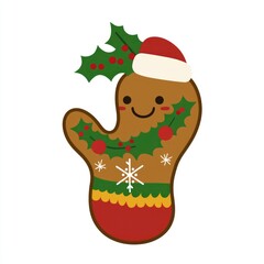 Cute Christmas Gingerbread Mitten Character