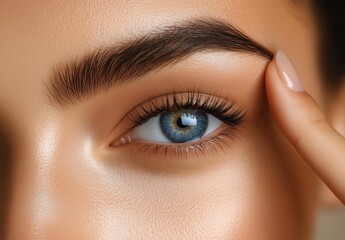 Obraz premium Close-up of a blue eye with perfect eyebrows 