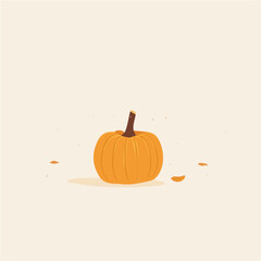 Simple flat 2D icon orange pumpkin isolated on a transparent background, vector, flat design, animation design, vector, flat design, animation design, simple flat 2D icon, minimalist 