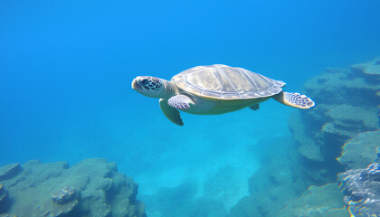 Fototapeta premium swimming turtle 