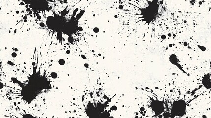Obraz premium Textured seamless pattern with ink spatters in black and white 
