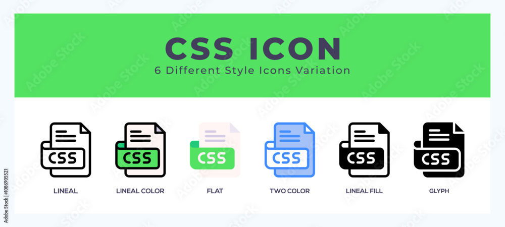 Fototapete Css file icons set of simple vector illustration.