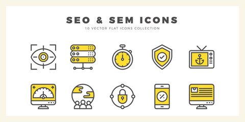 10 SEO And SAM Two Color icon pack. vector illustration.