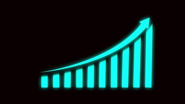 Business graph chart with growing business concept. Arrow rising on graph sale symbols. Abstract business growth and graph chart icon animation background. 