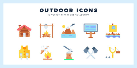 10 Outdoor Flat icons pack. vector illustration.