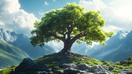 Obraz premium Beautiful tree of life, sacred symbol. Individuality, prosperity and growth concept. Digital art