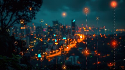 Business growth icons and charts over.