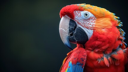 Colorful macaw parrot with vibrant feathers isolated on transparent background.