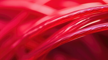Close-up image of intertwined vibrant red cables highlighting technological connectivity and the essence of computer networking.