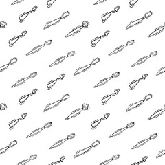 Hand drawn Artist tools seamless pattern. Art supplies pattern background