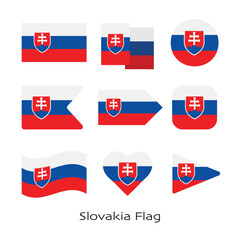 Slovakia flag icon set isolated on white background. Vector Illustration.