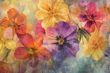Vibrant Floral Harmony: A Colorful Display of Pansies and Petals