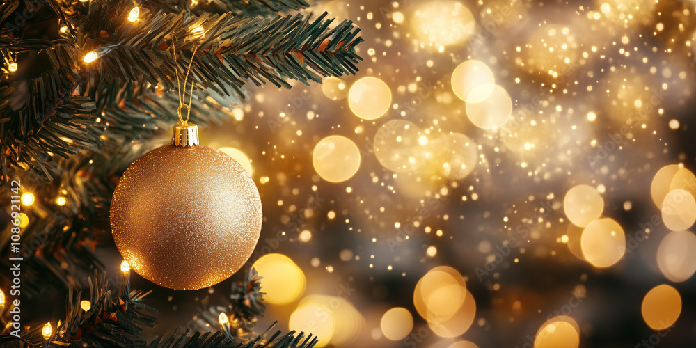 Poster christmas festive background with bokeh and lights. image. created with generative ai technology