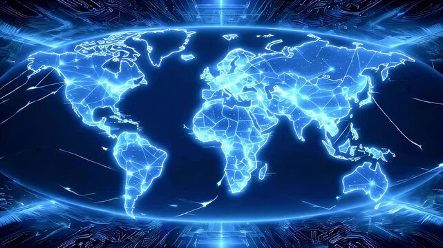 Global network connection map.