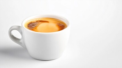 Freshly Brewed Espresso Shot Served in a Minimalist White Cup