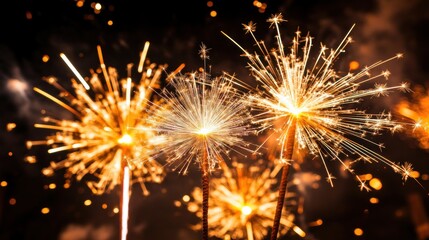 Naklejka premium New year celebration fireworks display urban park photography nighttime festive atmosphere