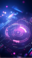 Obraz premium Futuristic Fintech Dashboard with Holographic Displays and Advanced Algorithms