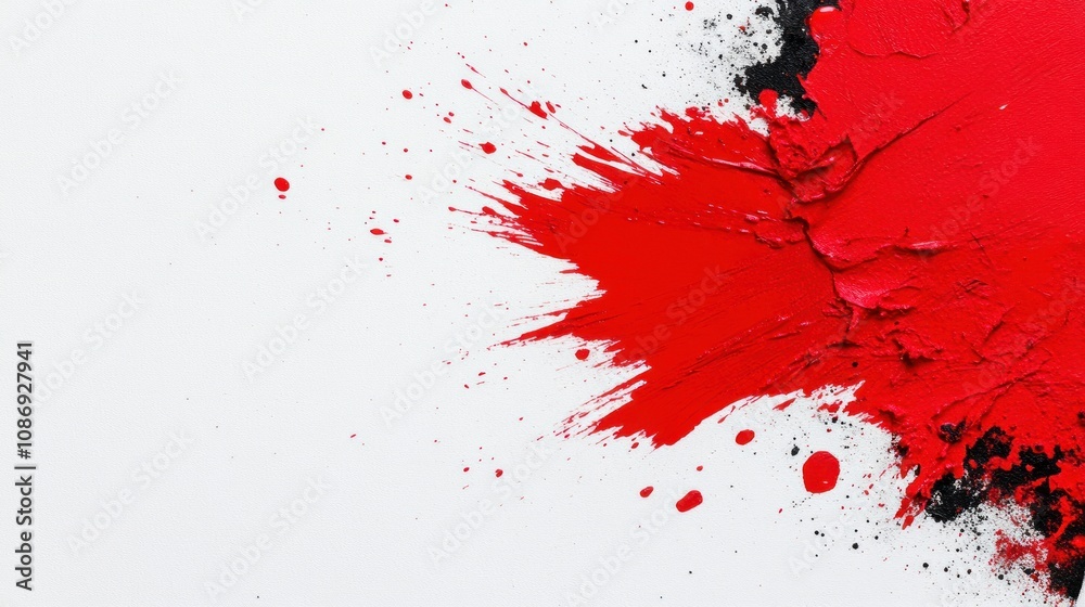 Poster dynamic red paint splash artwork studio space digital art creative environment abstract concept