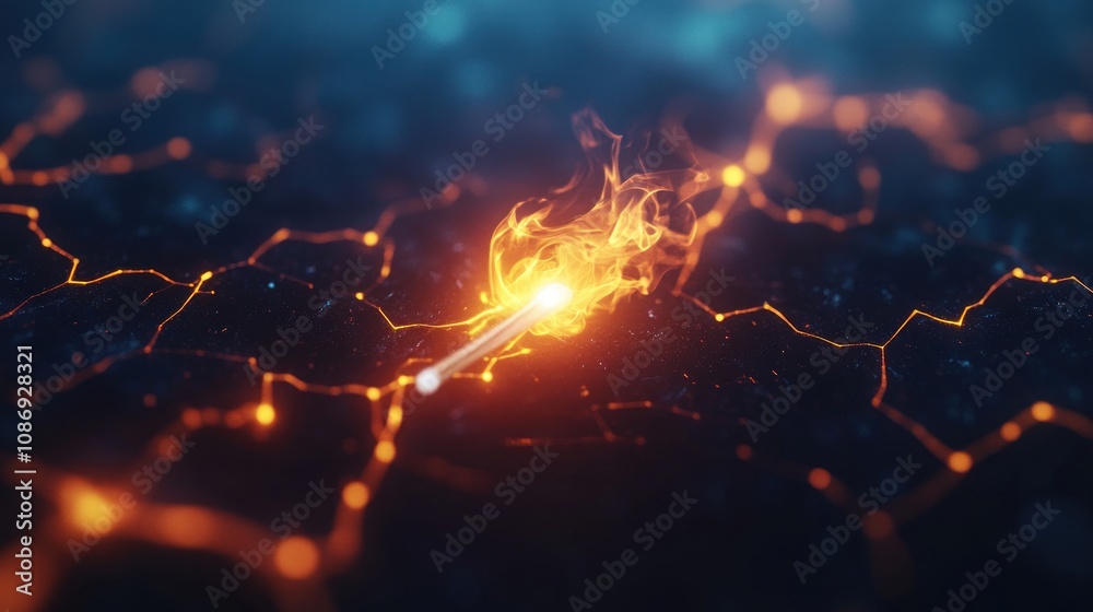 Poster Dynamic energy flow abstract image digital art virtual environment close-up technology